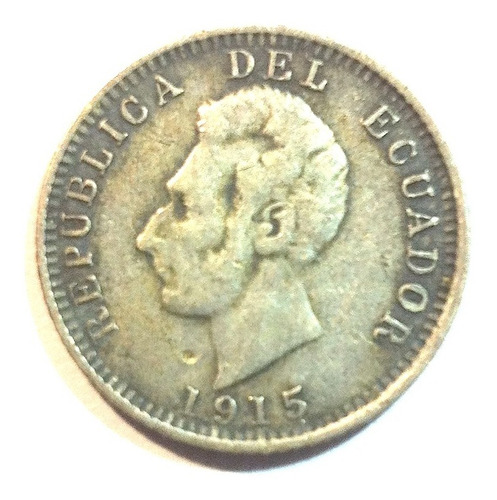 Moneda De Ecuador 1 Décimo De Sucre 1915 Muy Escasa Ex