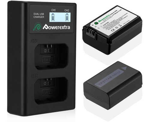 Cargador Powerextra Para Sony Alpha A6500 A6300 2 Baterías