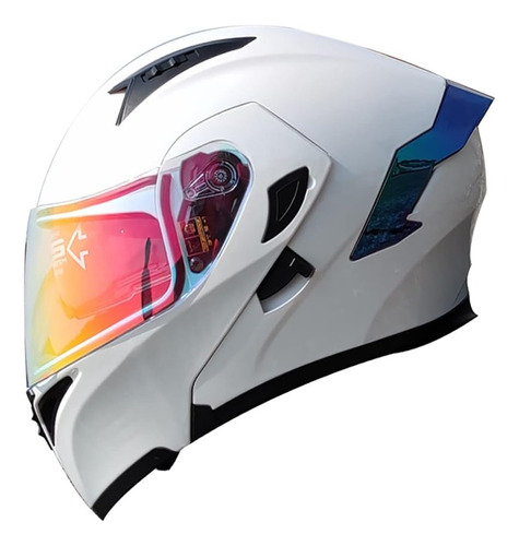 Casco Motocicleta Expuesto Lente De Visión Nocturna Blanco