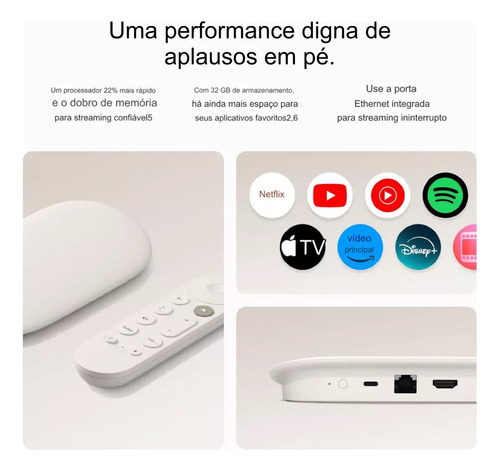 Google Tv Streamer 4k Netflix Hdr Chromecast 2024 Androidtv Branco De Voz