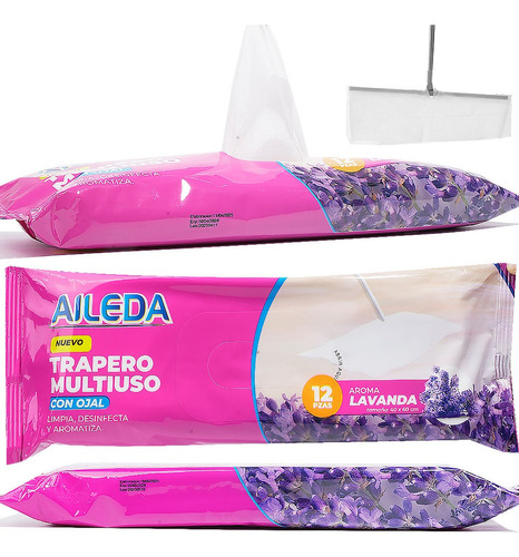Aileda Trapero Multiuso Desechable Húmedo 12 Hojas Por Paque