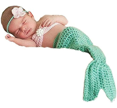 Pinbo Bebe Recien Nacido Fotografia Apoyo Crochet Sirena 