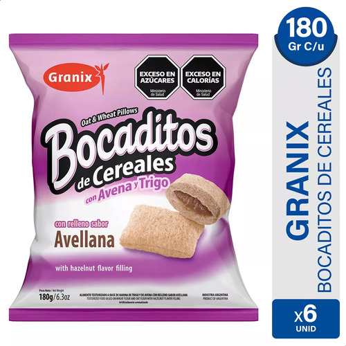 Bocaditos Cereal Granix Avena Y Trigo Crema Avellana Pack X6