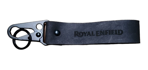 Llavero Compatible Con Royal Enfield Piel Genuina Negro