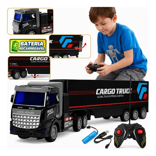 Caminhão Cegonha Controle Remoto Grande Com Bateria Recarregável Atacarejo Kids - R$ 63,49