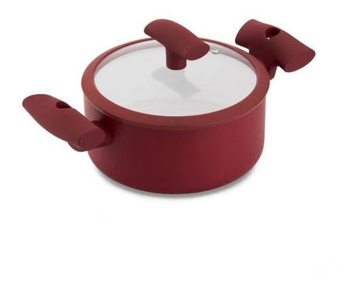 Panela Caçarola 24cm Indução Cerâmica Antiaderente Vermelho