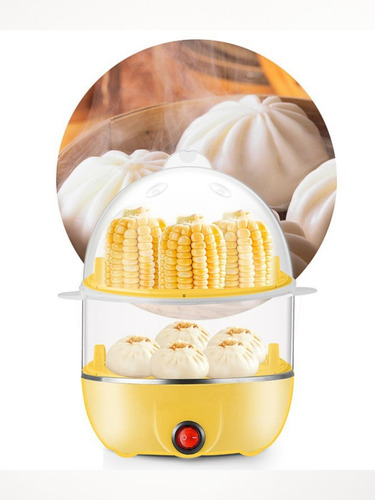 Vaporera Hervidor De Huevos, Multifuncional De Dos Niveles Color Amarillo