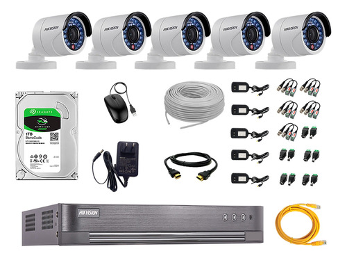 Cámaras De Seguridad Exterior Kit 5 Hikvision Hd Disco 1tb