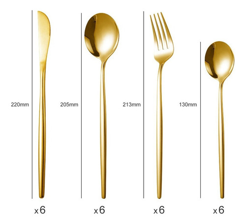 24pcs Acero Inoxidable Cubertería Set Tenedor Cubertería Dor