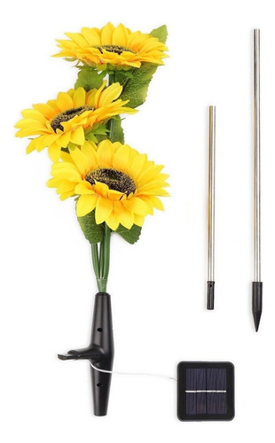 2 Lámparas De Césped De Girasol Solar Led Luz De Flores