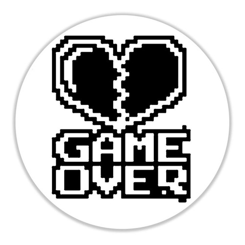 Placa Decorativa Branca - Coração Game Over Pixel Retrô