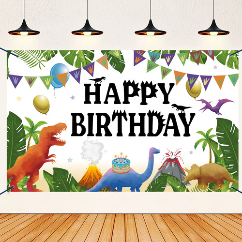Fondo Pancarta Dinosaurio Acuarela Feliz Cumpleaño 73 X 43 