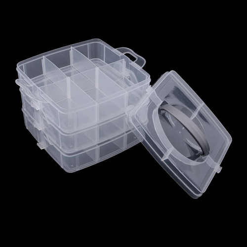 2x Caja De Almacenamiento De 3 Capas Joyas Nail Art Craft