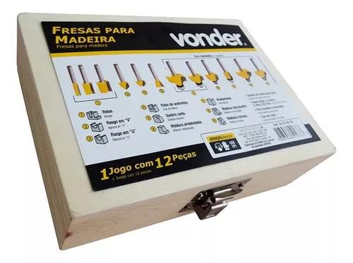 Jogo de fresas para madeira com 12 peças - 53.14.120.120 - 7893946512767 -  Vonder