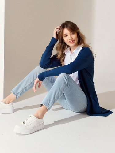 Imagen 3 de 3 de Saco Cardigan Largo Con Bolsillos De Hilo - Proactivashop