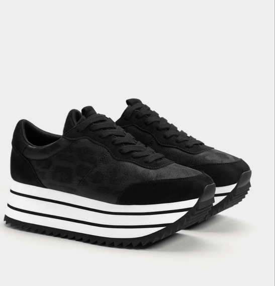 tenis blancos plataforma bershka