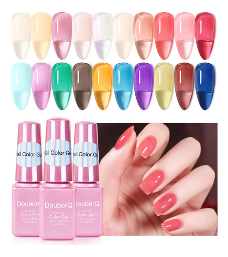 Douborq 20 Botellas De Esmalte De Uñas De Gel De Cristal Tra