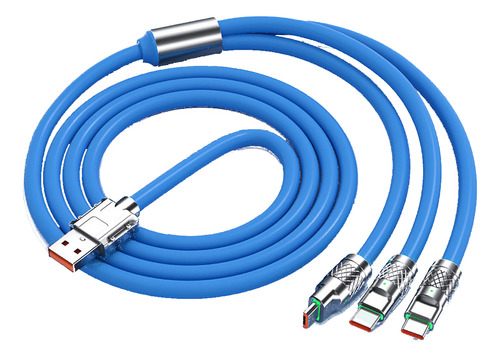 Super Cabo De Carregamento 3 Em 1: 120w, 2m, Luz Universais Cor Céu azul