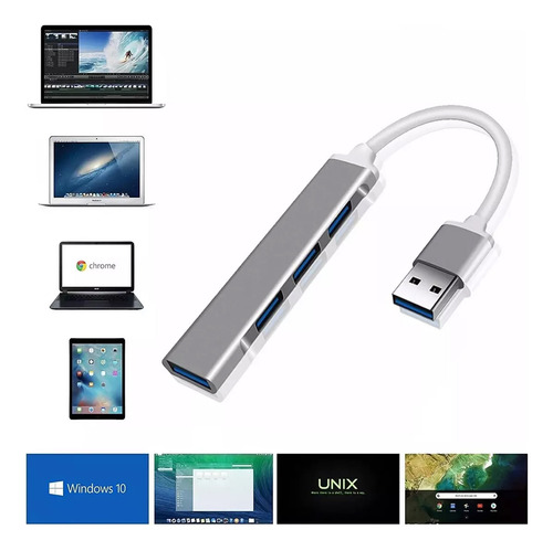 Hub Adaptador Multi-puerto Delgado De 4 Puertos Usb 3.0