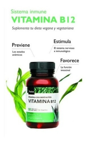 Vitamina B12 vegana Natier 50 cápsulas