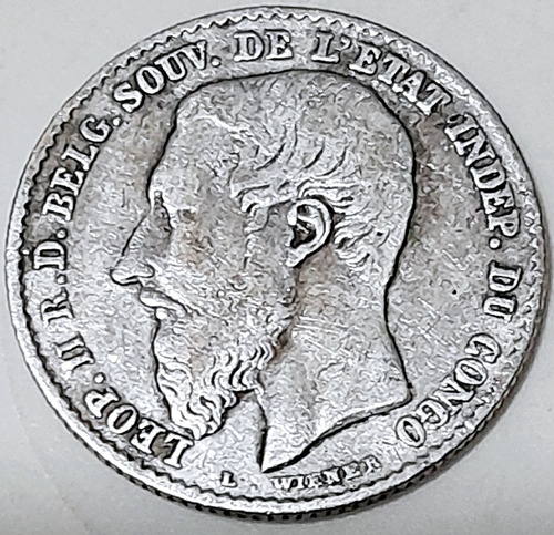 50 Centimes 1894 Belgie Free Republiq Congo Belga 1894 Plata