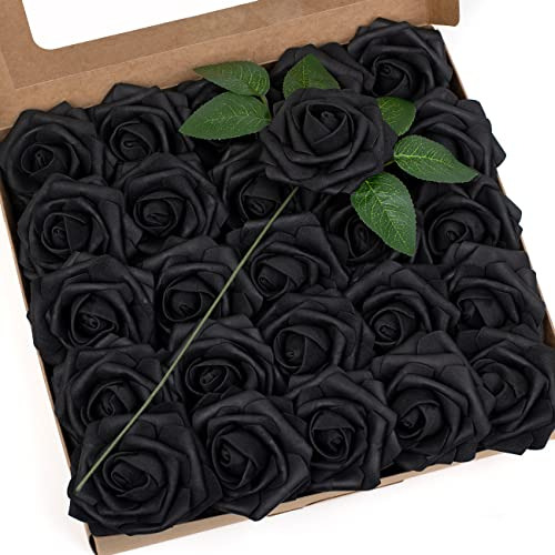 Rosas Negras Falsas De Espuma Tallos Bouquets De Boda D...