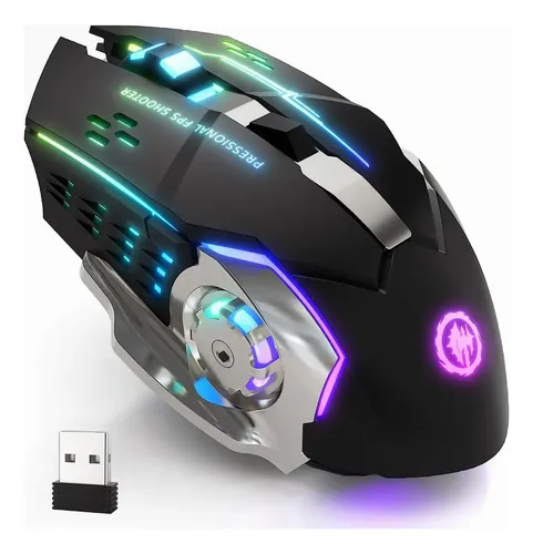 Mouse Gamer Inalámbrico Recargable Woneligo con Bluetooth y USB en Negro