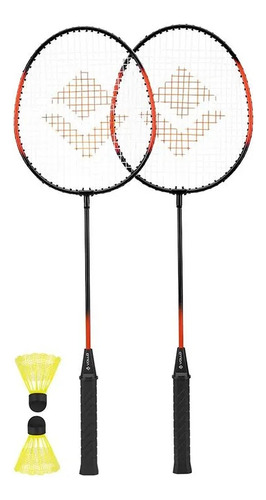 Jogo Badminton Vollo 2 Raquetes + 3 Petecas Nylon Mod. Novo