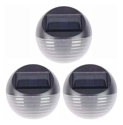 Set X3 Foco Solar Led Redondo Escaleras Aplique Fotocelula