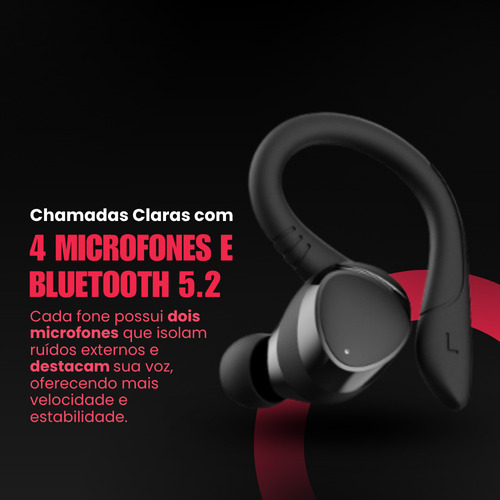 Fone Bluetooth 4leader Sem Fio - Cancelamento De Ruído, Som Hd, Bateria De Longa Duração, Resistente À Água, Microfone, Touch, Esportivo, Compatível Com Android E iPhone