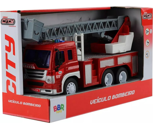 Caminhão Bombeiro Escadas Com Fricção Luz E Som - Bbr Toys