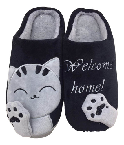 Lindas Y Gato Cómodas Pantuflas Calzado Dama Pantuflas Mujer