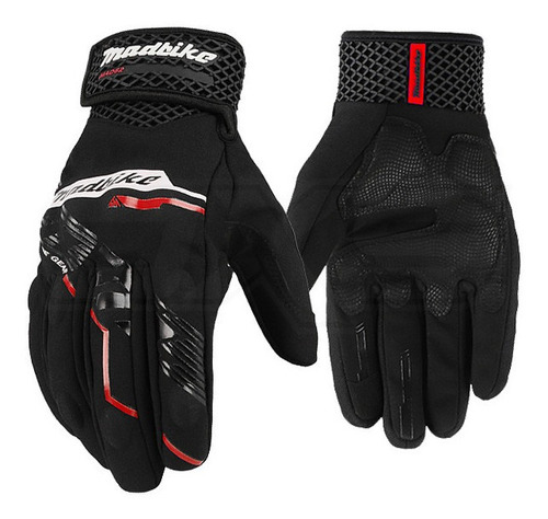 Guantes Para Moto Madbike Mad62 Negro Rojo Con Protecciones 