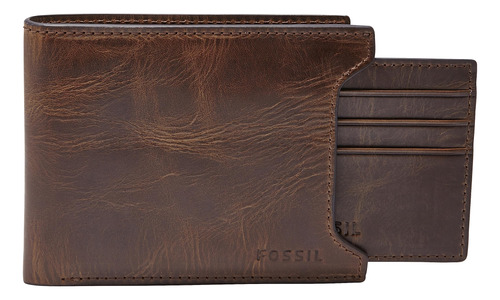 Fossil Cartera De Cuero Plegable Deslizante 2 En 1 Con Fund.