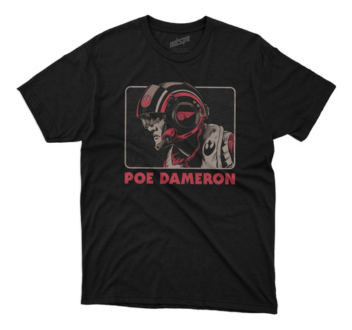 Remera Star Wars Poe Dameron Algodon Negra Dtg