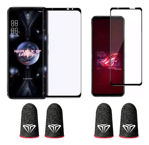 1 Vidro Frontal Tela Rog Phone 5s+2 Películas 3d Pro+ 4luvas Cor Transparente Vidro Frontal Rog Phone 5s
