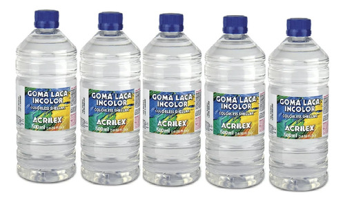 Kit C/5 Goma Laca Incolor Acrilex 500 Ml - Promoçao