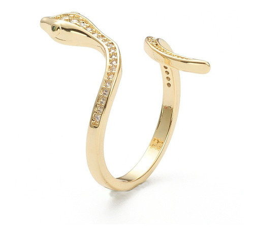 Anillo De Serpiente Con Zirconias Con Chapa Oro 18k