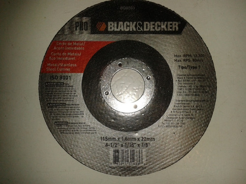Disco Corte Metal 4 1/2 X 1/16 X 7/8 Black&decker Extra Fino