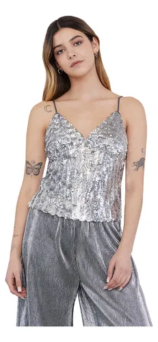 Polera plateada mujer sale