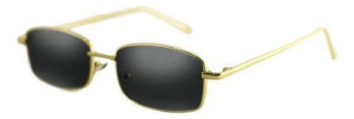 Óculos Sol Quad Rêtro  Retangular Vintage - Preto/dourado