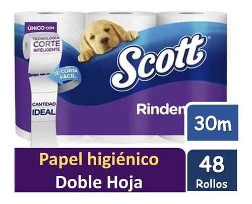 Papel Higienico Scott Ridemax Doble Hoja 30 Mts 48 Rollos