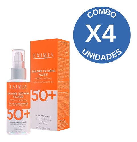 Combo X4 Eximia Protector Solaire Extreme Fps50 Fluide 50 Ml
