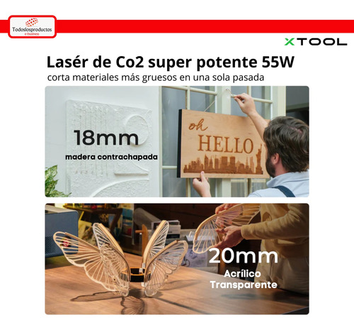 Cortadora Y Grabadora Láser Co2 Xtool P2 Acrilico Transparen