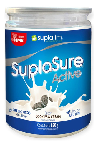 Proteina Suplasure Active 850gr 16sv Cokies & Cream Suplalim