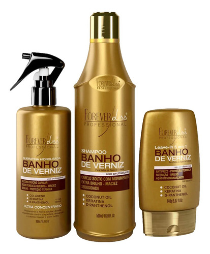 Forever Liss Banho De Verniz - Shampoo + Leve-in + Queratina