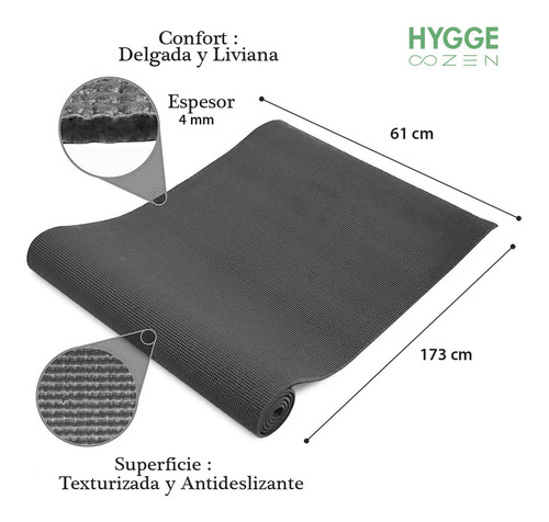 Imagen 3 de 10 de Mat Yoga Colchoneta Pvc 4mm Con Correa + Funda De Regalo