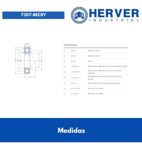 Rodamiento Balero 7307-becby De Bolas De Contacto Angular