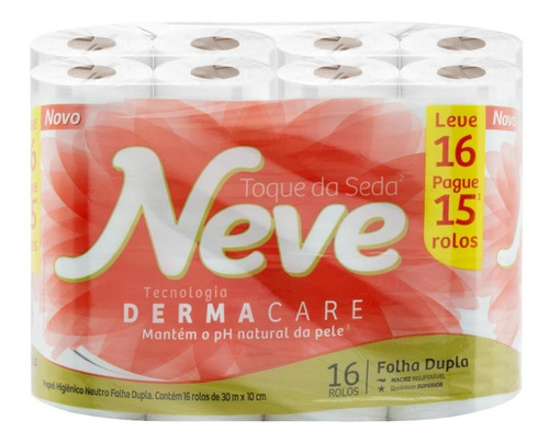 Papel Higiênico Toque Da Seda Dermacare 16 Unidades 30m Neve