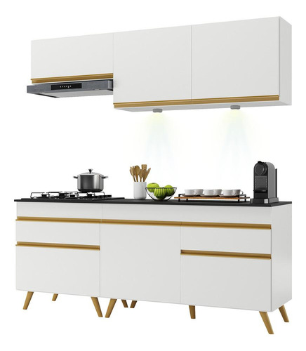 Cozinha Compacta 4pç C/ Leds Mp2030 Veneza Up Multimóveis Bc Cor Branco